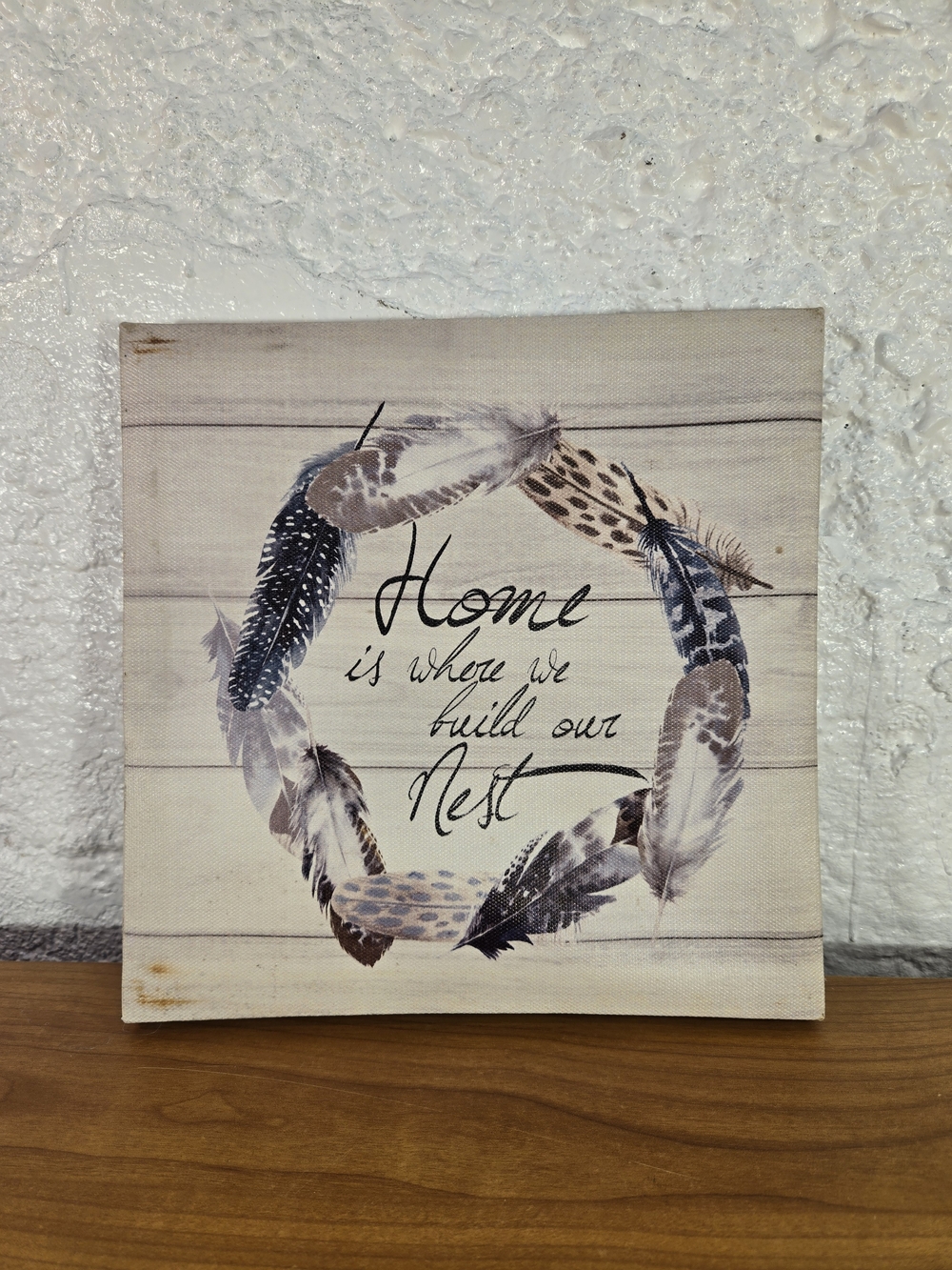 Carol Robinson Feather Home Nest Canvas Art Print 8.5"x8.5" Rustic Farmhouse
